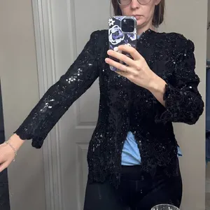 Vintage Judith Ann Creations black sequined Silk 80s Sequin jacket sz S Black thumbnail 1