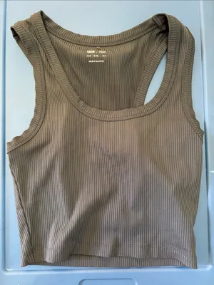 ASOS Grey Ribbed Crop Tank Top thumbnail 1