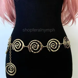 Gold Y2K Open Spiral Swirl Waist Chain Belt, Fits 19 to 41 Inches, X7GA1394 thumbnail 4