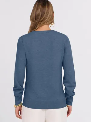 Women’s Blue V Neck Knit Pullover Sweater Size Small Long Sleeve Classic thumbnail 2