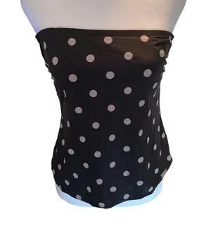 DKNY Swim Bathing Suit Top only Black with Gray Polka dots Loose Fit Small thumbnail 2