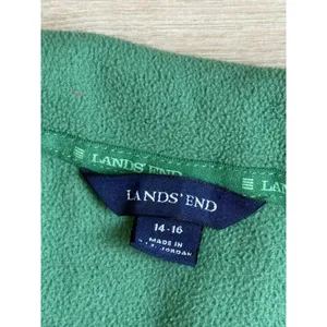 EUC Womens Lands End green fleece vest full zip outdoors hiking size L 14-16 thumbnail 3