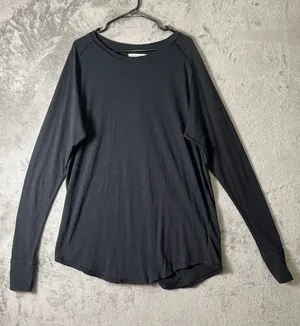 Free People Arden Tee Black Oversized Long Sleeve Tunic Tee Size Medium New thumbnail 1