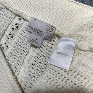 Caslon Cream Cable Knit Short Sleeve Cardigan Button Sweater Y2k Boho Academia thumbnail 5