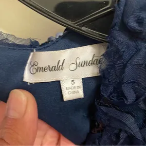 Emerald Sundae Womens Formal Maxi Dress S 32” Navy Blue Lace Sequin Top Pleated thumbnail 5
