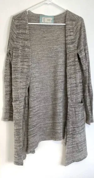 SATURDAY SUNDAY ANTHROPOLOGIE ANTHRO Eagan Cardigan Gray Open Sweater NO LINING thumbnail 1