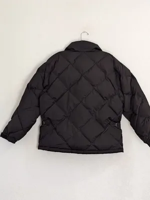 Eddie Bauer Womens Goose Down Puffer Jacket Black Diamond Quilted Size L thumbnail 2