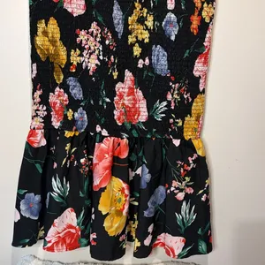 Pretty Garden Black + Colorful Floral Smocked Ruffle Hem Maxi Dress Size M thumbnail 5