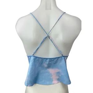 Superdown Blue Pink Tie Dye Sleeveless Tie Peplum Cami Camisole Crop Top Size S thumbnail 2