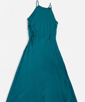Lulus Halter Midi Dress Side Ruching Peek Skin Cutout thumbnail 1