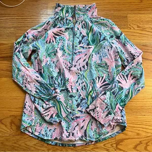 Lilly Pulitzer ocean print half zip pullover size medium thumbnail 1