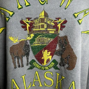 Vintage‎ Skagway Alaska Crest Sweatshirt | Distressed Graphic Pullover | 90s Y2K thumbnail 6