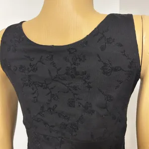 Up Front Black Floral Glitter Sheer‎ Ruffle Hem Sheath Dress Size XS thumbnail 5