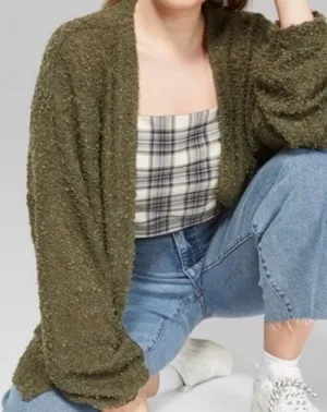 Green Soft and Fuzzy Cardigan Wild Fable thumbnail 1