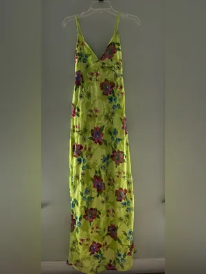 Nasty Gal Lime Floral Slip Maxi Dress thumbnail 2