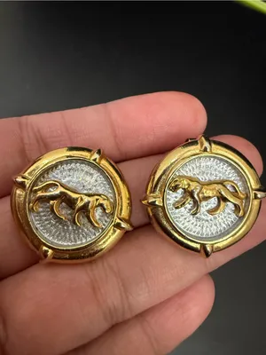 Vintage Two-tone Gold with Silver Jaguar Panther Statement Runway Earrings thumbnail 10