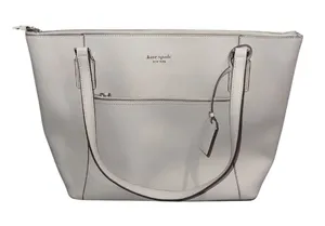 Kate Spade New York Schuyler Leather Tote Handbag Lavender Zip Closure Charm thumbnail 1