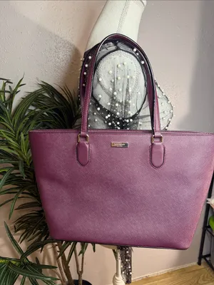 kate spade plum saffiano tote in deep berry thumbnail 6