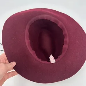 Vintage‎ Victoria Secret Wide Brim Wool Floppy Brim Hat Wine Burgundy elegant thumbnail 8