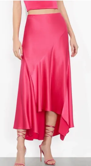 Alice + Olivia Rosa Slip Skirt Pink Asymmetric Feminine Satin Women's Size 10 thumbnail 1