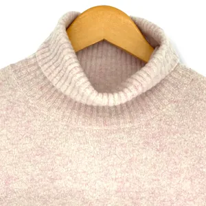 J.Crew M Heathered Pink Extra-Soft Yarn Puff-Sleeve Turtleneck Sweater Knit Top thumbnail 3