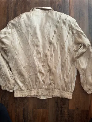 Vintage 80s 90s East West Shiny Metallic Taupe Bomber Jacket S thumbnail 7