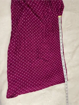 Raga Wide-Leg Smocked Waist Crop Pants in Magenta & white design size XS thumbnail 6