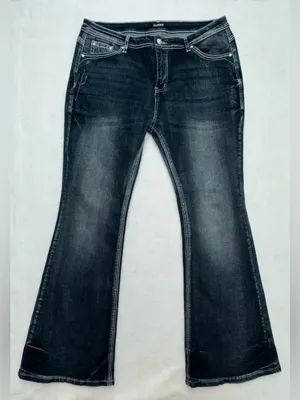 Flamingo Contrast Stitching Cactus Accent Jeans Dark Wash Size 12 thumbnail 1
