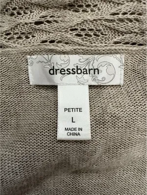Dressbarn Petite L Beige Crochet Open Front Cardigan thumbnail 7