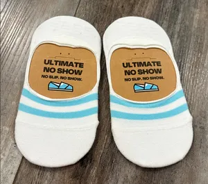 TOMS white/blue stripes no show socks set 2 pair size medium 8-10.5 women NEW thumbnail 1