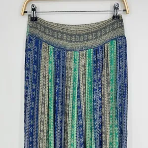 Free People Palazzo Pants Small Blue Green Geometric Boho Festival Wide Leg thumbnail 7