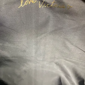 Victoria's Secret Heart Logo Black Gold Sparkle Canvas Tote Bag. thumbnail 3