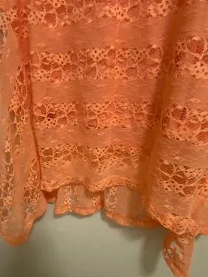 One World Womens Orange Lace Tank Top L Large 42” 44” Lined Sheer Beach NWT thumbnail 5