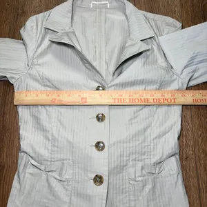 Weekend Max Mara Pinstripe Blazer Jacket Cream Cotton Women Size 4 Tie Back Chic thumbnail 5