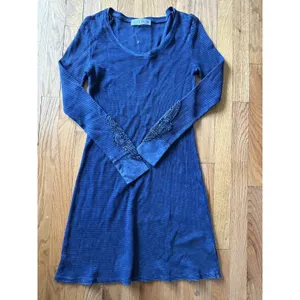 Able Bohemian Textured Knit Thermal Dress With‎ Embroidered Floral Applique S thumbnail 7