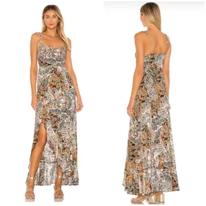Free People Forever Yours Smocked Slip Maxi Dress Small Brown Black Floral Boho thumbnail 2