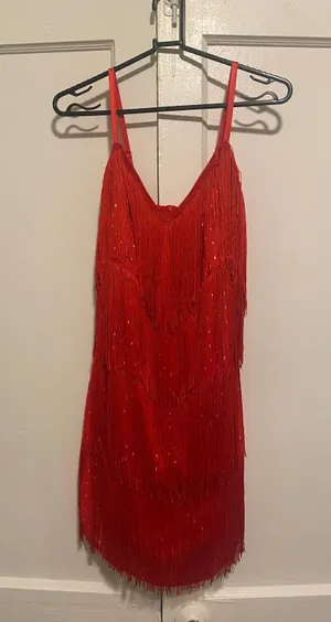 SheIn Red Fringe Dress thumbnail 1