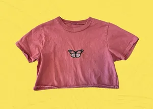 Brandy Melville John Galt Cropped Butterfly Tee thumbnail 1