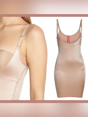 SPANX Open Bust Full Slip Dress Shapewear Adjustable Straps Stretch Nude Medium thumbnail 3
