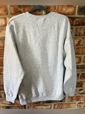 Gildan Gray Crewneck Sweatshirt with Pink Ghost Graphic thumbnail 4