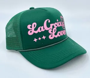 NEW La Croix Lover Puff‎ Print SnapBack Green Trucker Hat Adult OSFM thumbnail 1