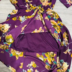 Everly Women Purple Floral V-Neck Side Slit Maxi Dress Size S‎ thumbnail 14