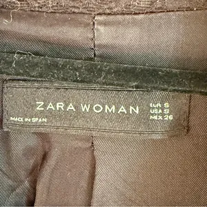 Zara Woman Black Brocade Double Breasted Blazer / Smoking Jacket, Size S thumbnail 3