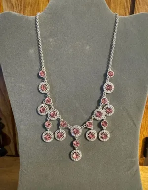 Monet Silver Tone Rhinestone Statement Necklace thumbnail 1