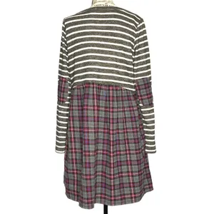Andrée by Unit (M) Striped Plaid Pocket Elbow Patch Pocketed Swing Dress thumbnail 5