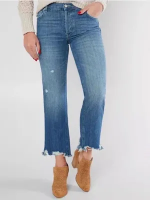 We The Free Free People Blue Women’s Maggie Ripped Straight Leg Jeans Size 25 thumbnail 5