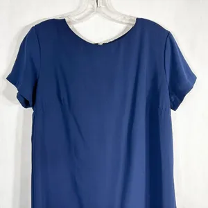 Lulus Small Dress‎ Navy Blue Shift Mini Short Sleeve Satin Back Zip 43232 809 thumbnail 3