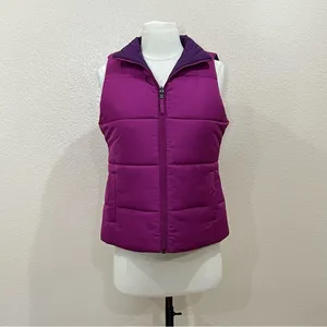 Merona Reversible Purple Fuchsia Puffer Vest Size Small thumbnail 3