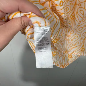 LOFT Orange Embroidered Paisley Printed Ruffle Sleeve Tassel Tie Top Small S thumbnail 4