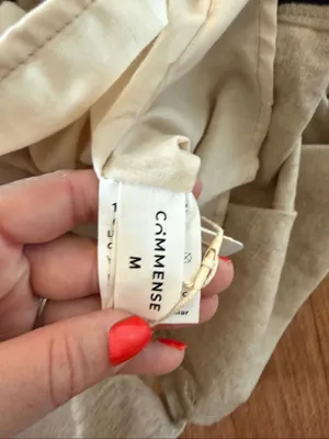 Commense NWT linen blend contrast maxi dress size M Tan Size M thumbnail 8